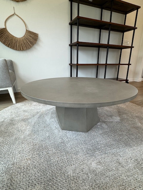 Bowman coffee table, grey concrete and faceted base