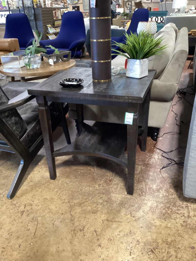 Uttermost End Table / rustic dark wood 24 x 24 x 24