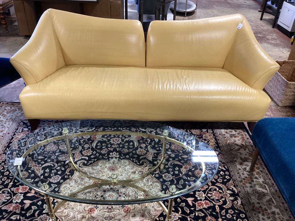 Sofa / butter yellow leather 87 x 35 x 34 high