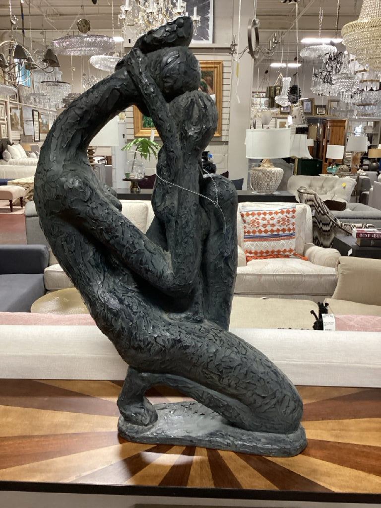 Modern Abstract Figurative Sculpture of Intertwined Mother and Child 30"