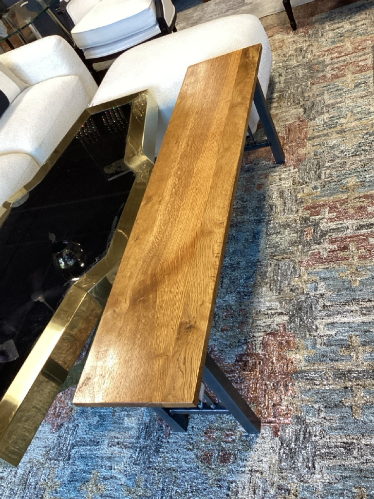 Rough South Home Handcrafted Oak & Steel Bench 60x13x19