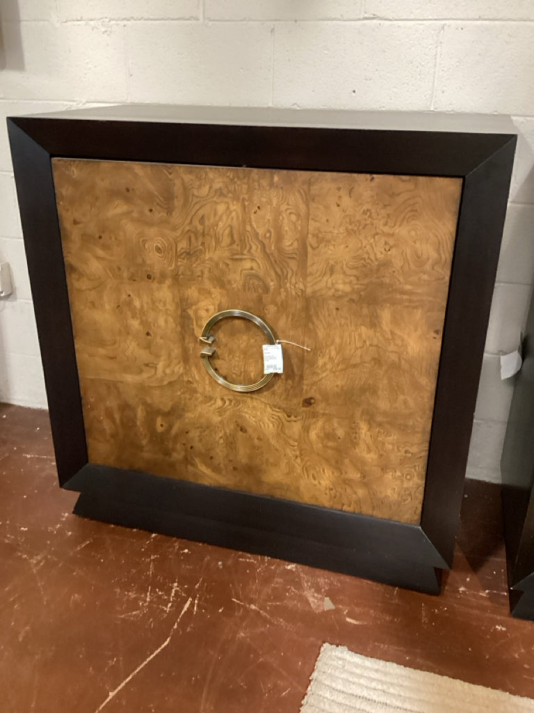 Bar Cabinet / burl walnut revolving door / ebony frame 39 x 20 x 40 high