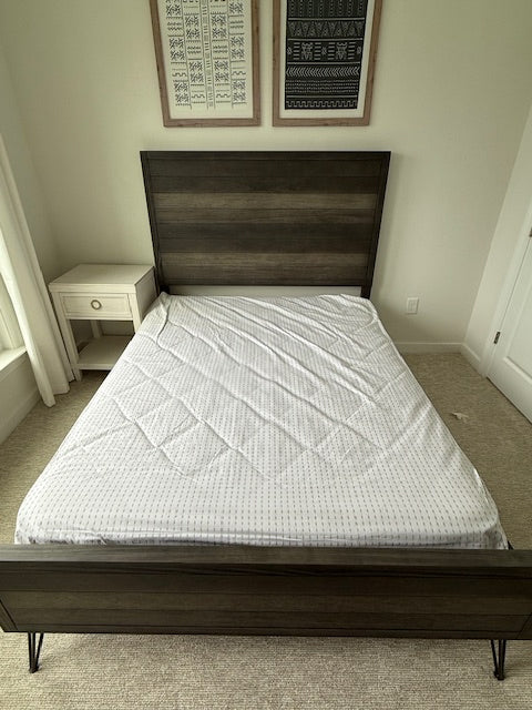 Queen Grey Rustic Wood Panel Bed HBFB Rails