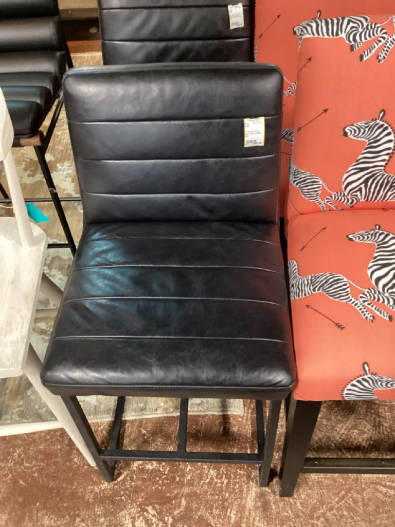Sunpan Bar Stool / black leather counter stool