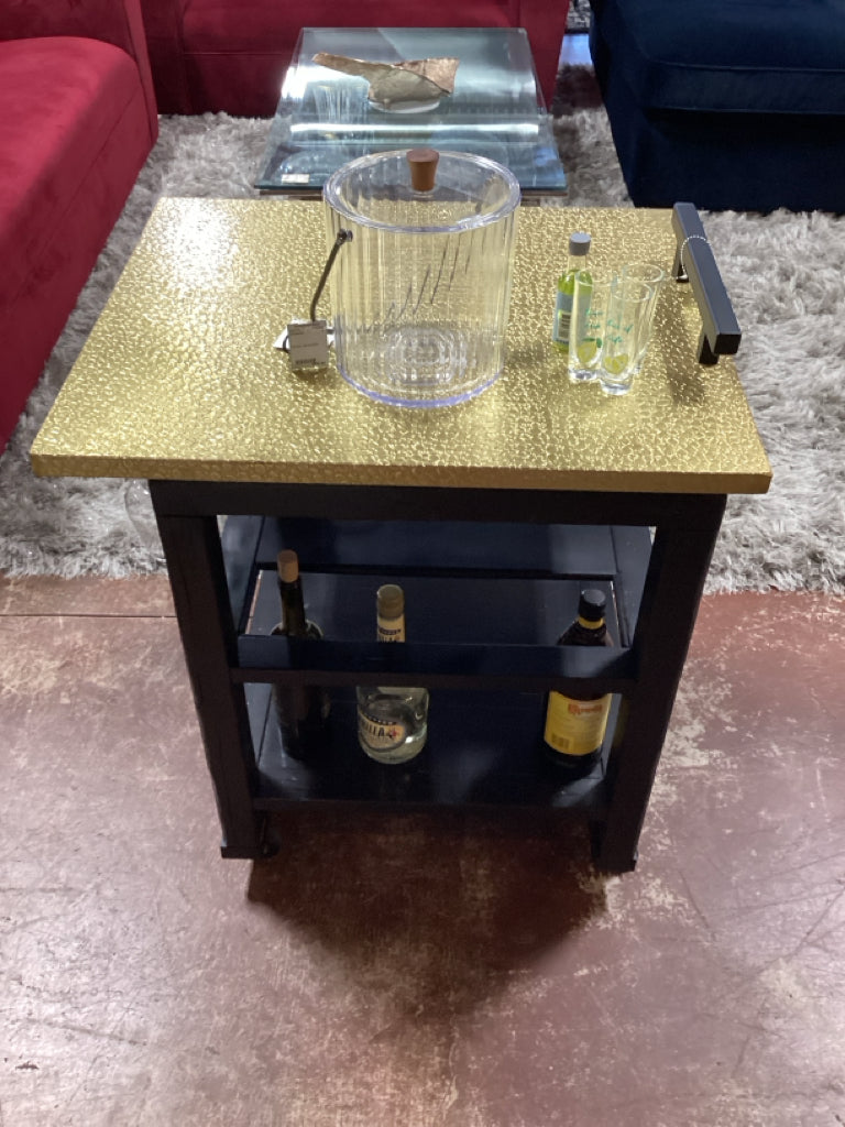 Bar Cart / black & gold 3 tier bar 27 x 23 x 30" high