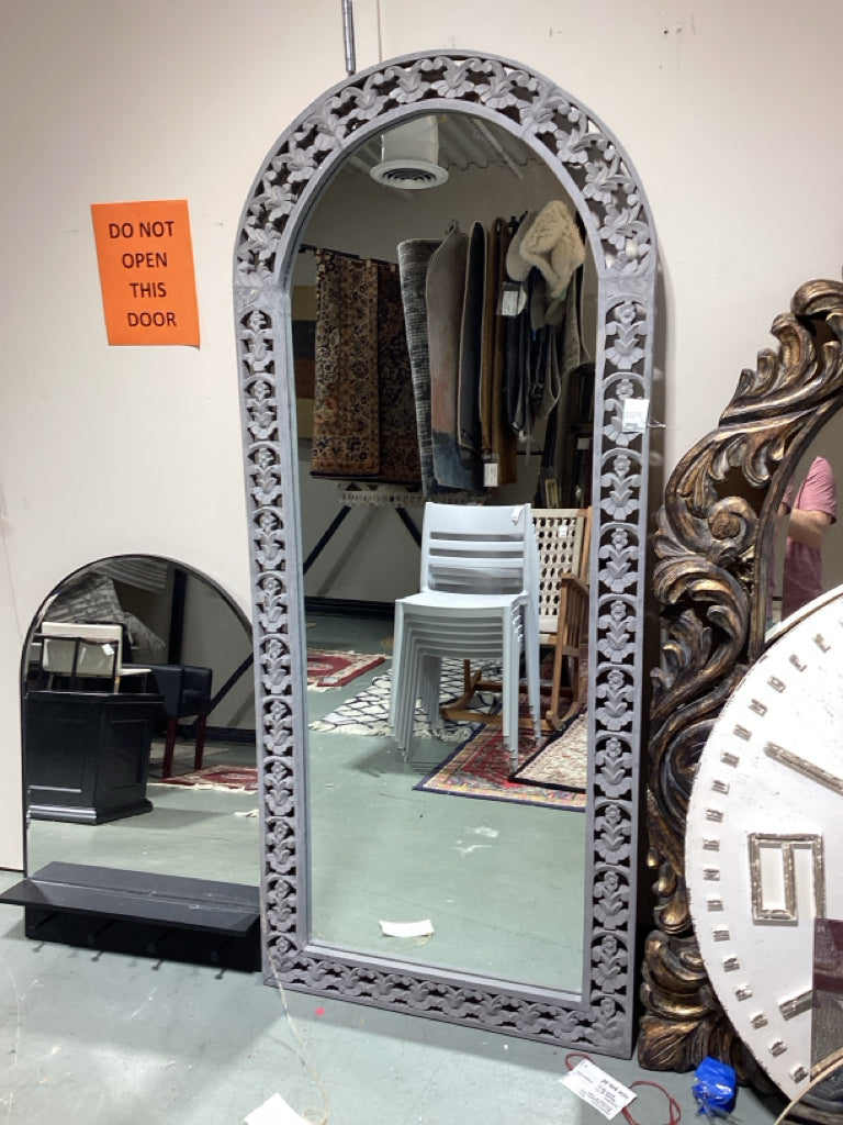 Bharate Handicrafts Carved Arch Mirror Grey 72x31