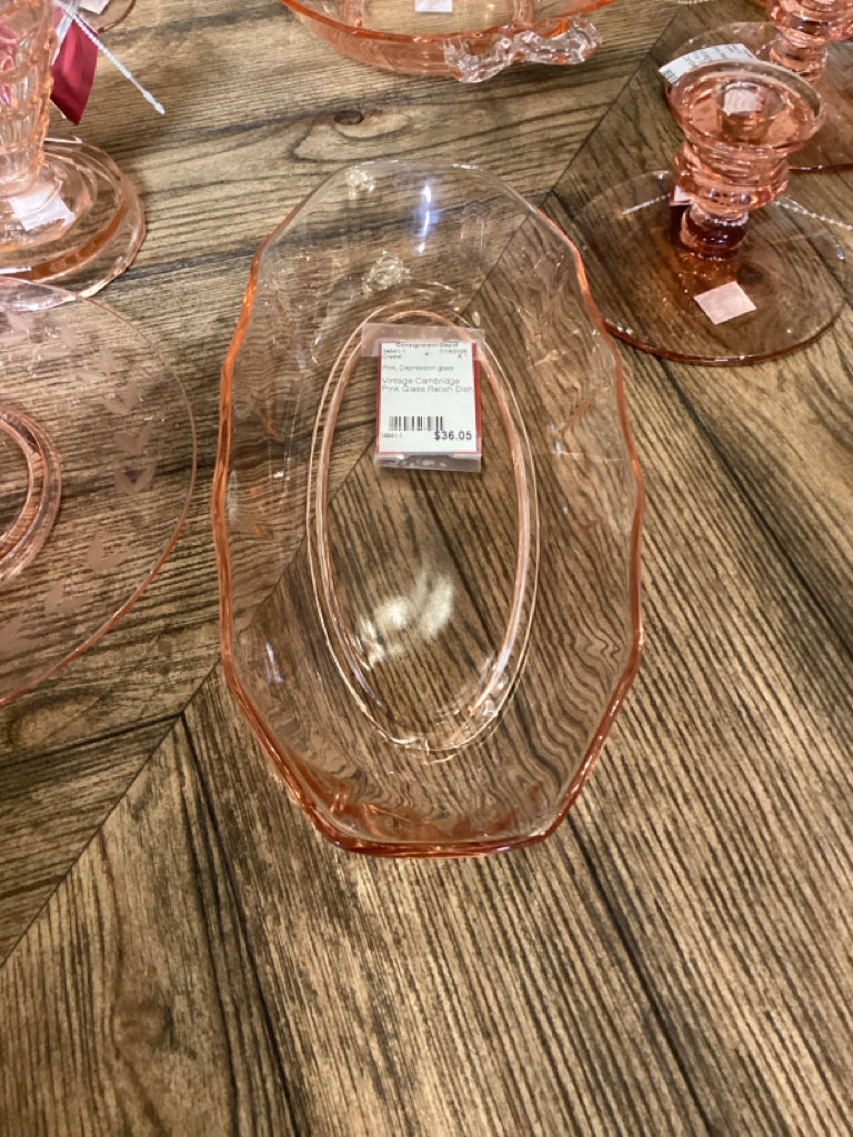 Vintage Cambridge Pink Glass Relish Dish