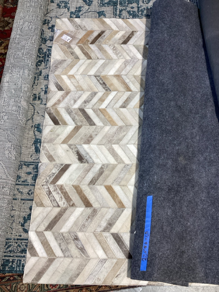Restoration Hardware 5x7 Ben Soleimani Leather Chevron Cowhide Rug