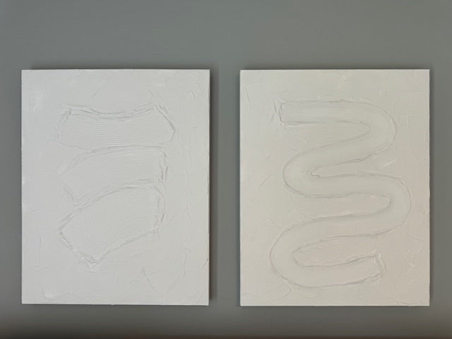 A Move in Silence white plaster art 24x30