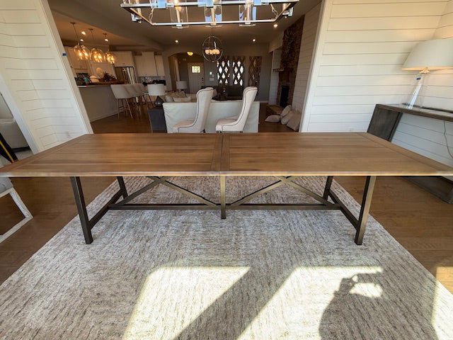 Universal "Reunion" Dining Table Wood/Blk Base 113x34x30