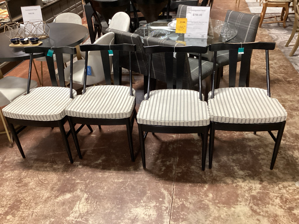 Ballard Design Bentham Dining Chairs / black / SET of 4 with cushions