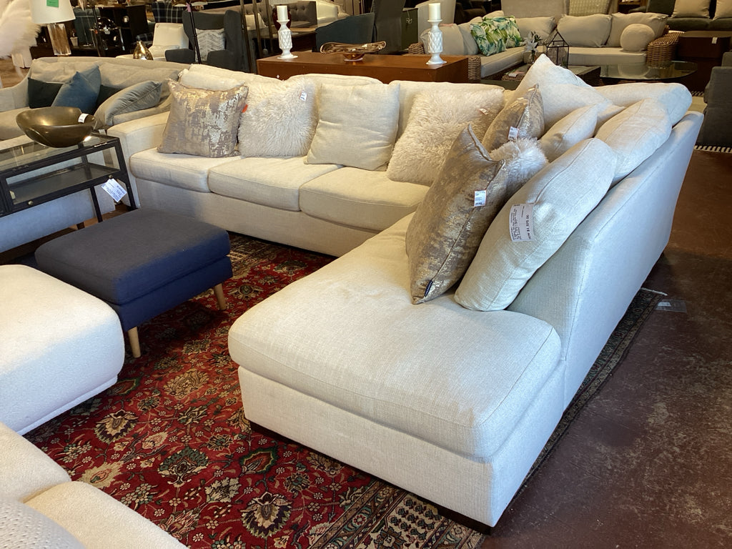 Z Gallerie Two Piece Sectional Sofa w/ 94" Chaise in Bermuda Natural 136"W x 41"