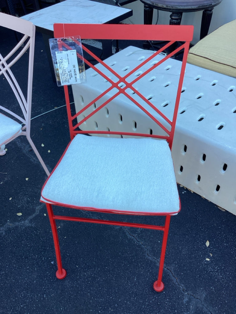Outdoor Stacking Bistro Chair in Poppy w/ Seat Cushion 19.75"W x 23.75"D x 33.5"