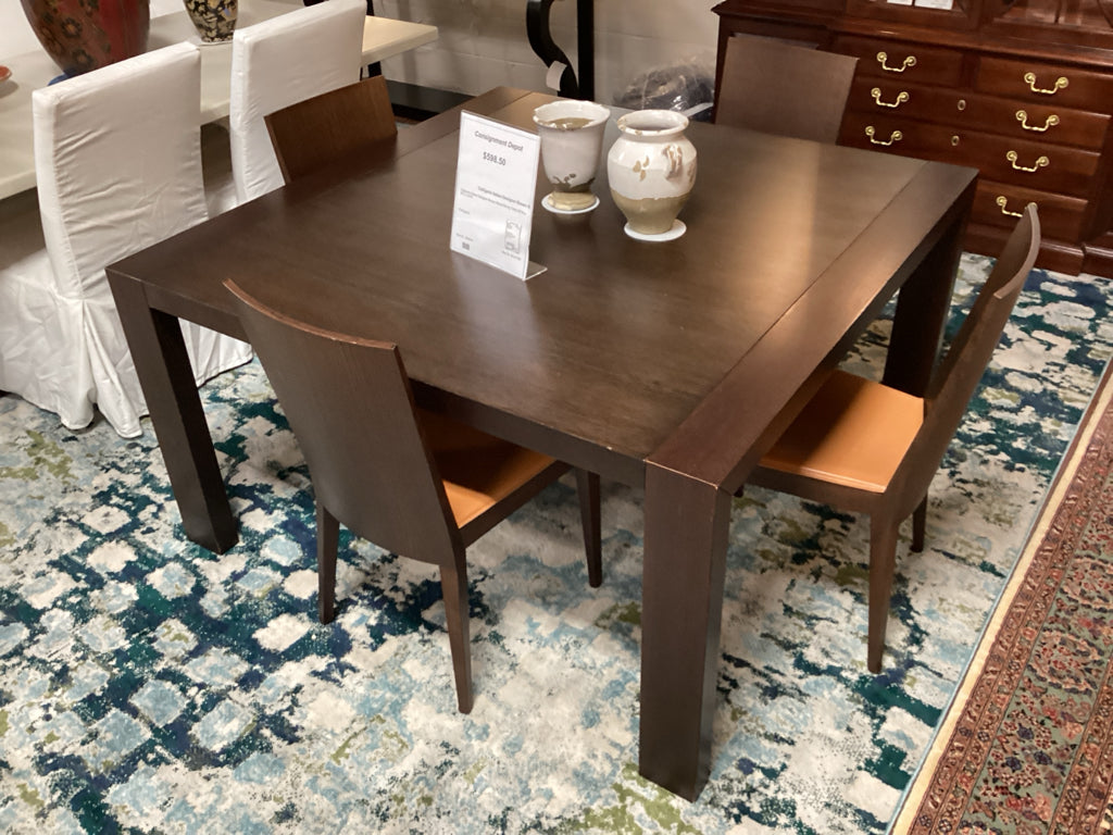 Calligaris Italian Designer Brown Wood Dining Table 55"W x 56"L x 30"H