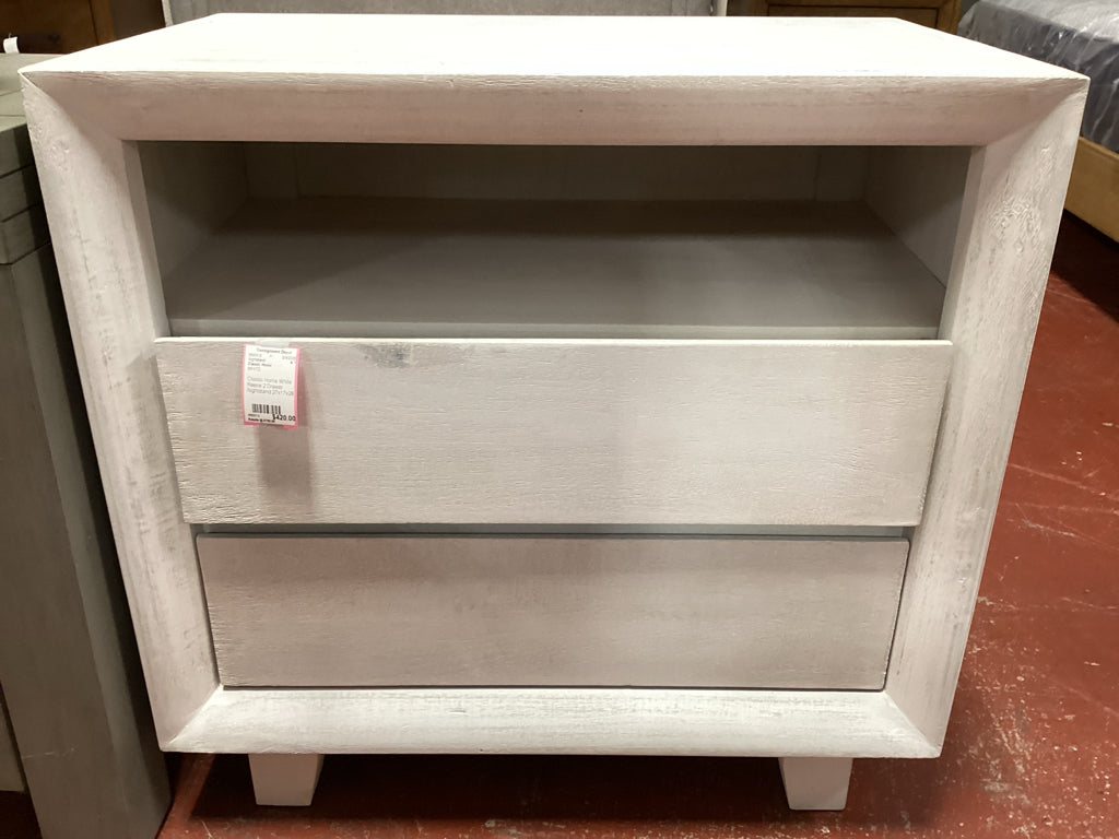 Classic Home White Reece 2 Drawer Nightstand 27x17x28