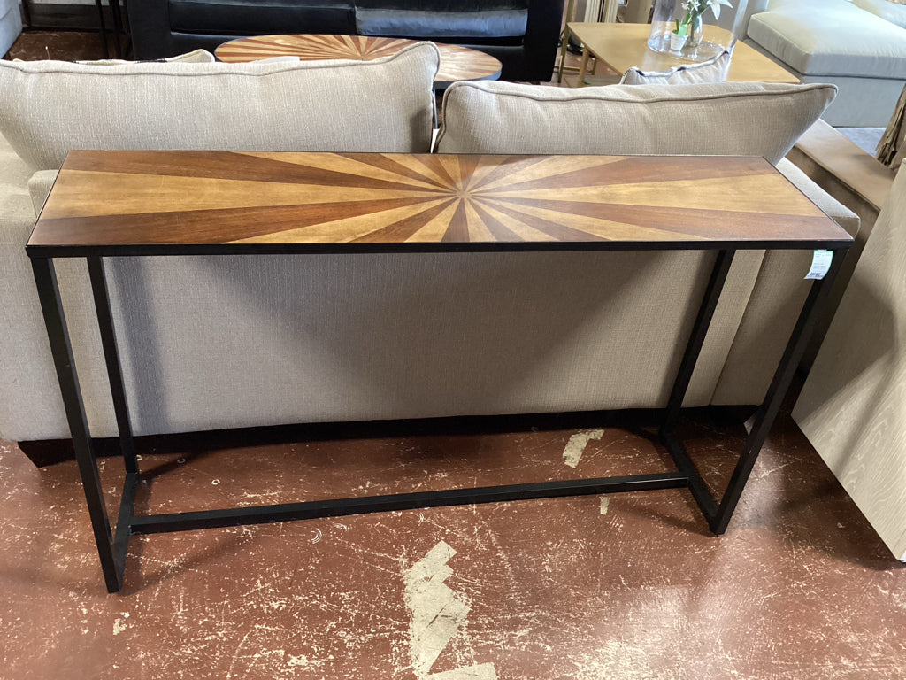 Wooden Inlay Sunburst Console Table 56 x 14 x 32