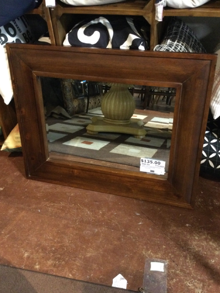 Pottery Barn Wooden Beveled Mirror 31 X 39 (as found)