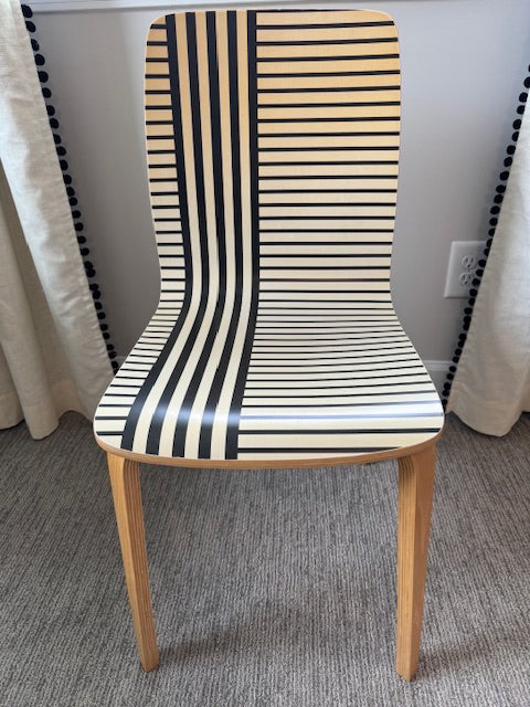 Blk/stripe desk chair, wood, 16x15.5x34, Anthropologie Striped Tansin desk chair