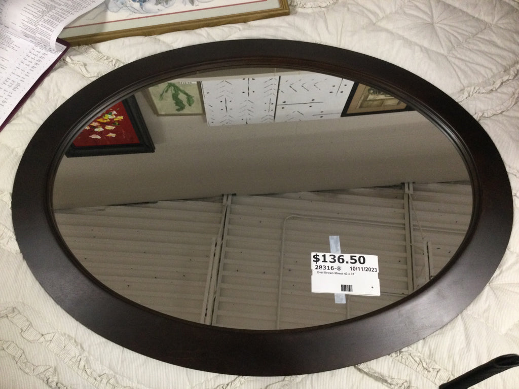 Oval Brown Mirror 40 x 31
