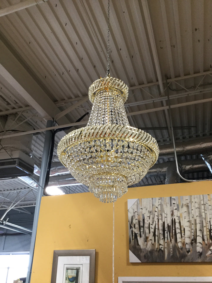 Gold And Crystal Round Light Fixture