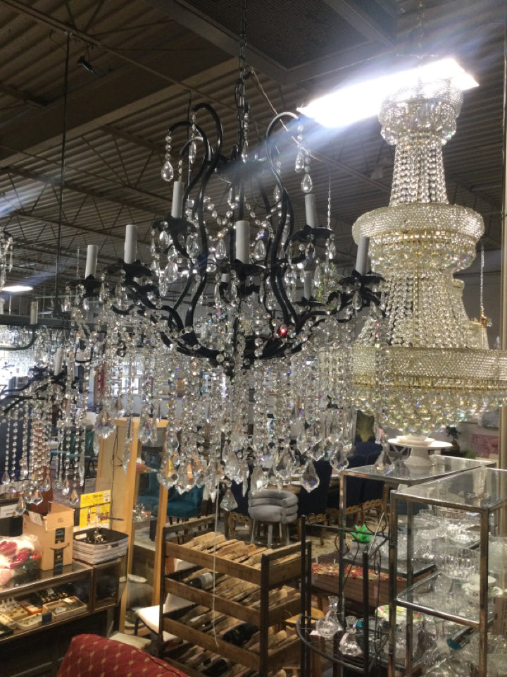 Marie Antoinette Black/Silverton  Crystal Chandelier 32" X 36"  12 Lights