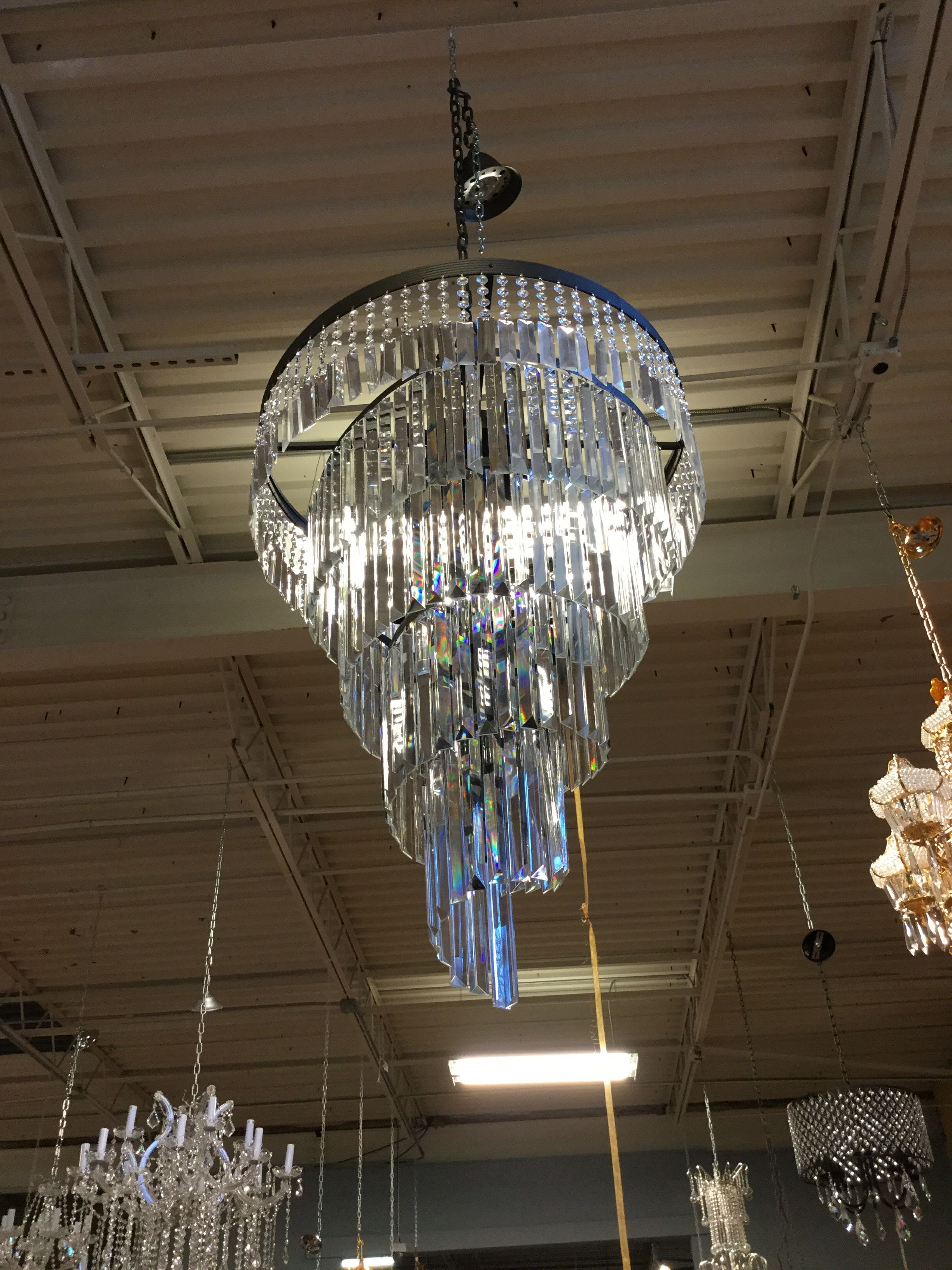 Silver and Crystal Swirl Chandelier