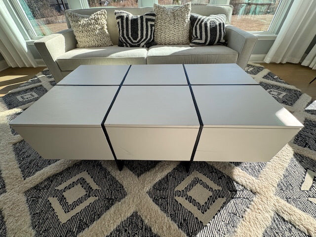 White Coffee Table with Black Squares  54x30x18