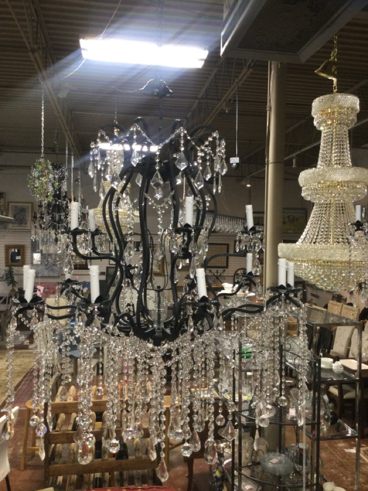 Marie Antoinette Black/Silverton  Crystal Chandelier 40" X 40"  15 Lights