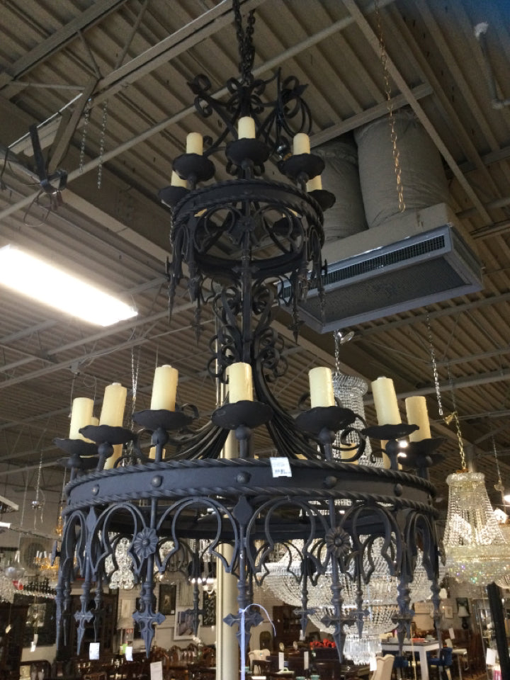 Gothic Style 40" Round 84" Height (24) Light Chandelier