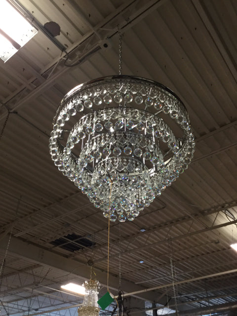 Pewter Tone and Crystal 5 Layer Cake Light Fixture