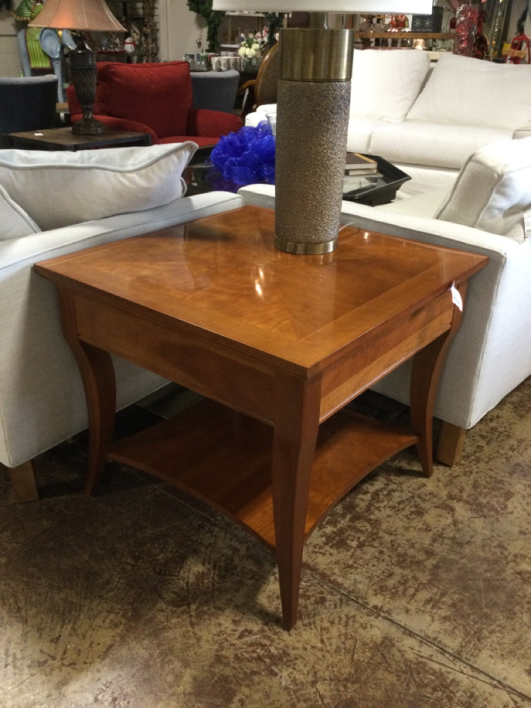 Vintage Fruitwood End Table - 28 x 28 x 24.5