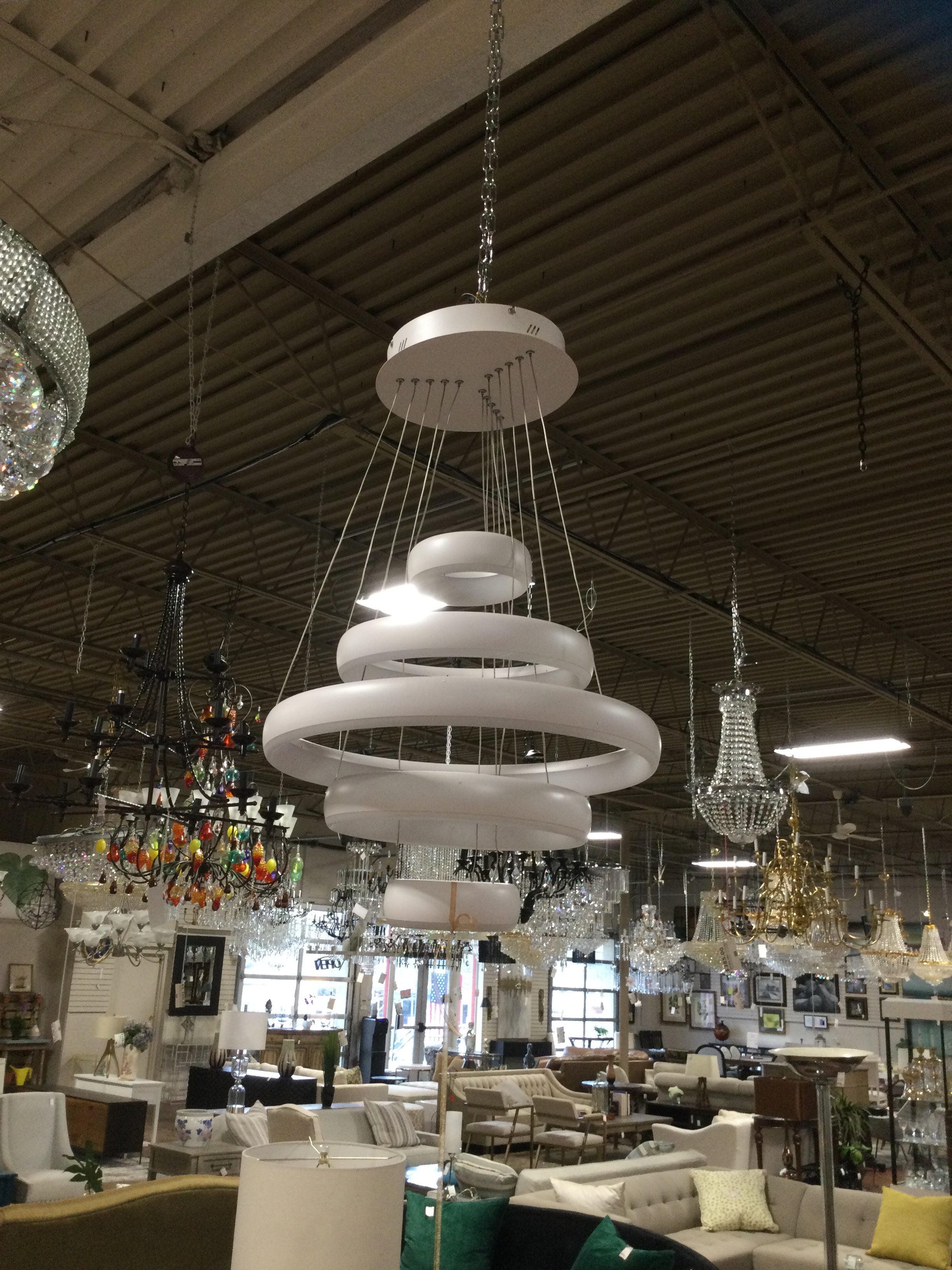 Five Stacked Halo Chandelier H38 W24