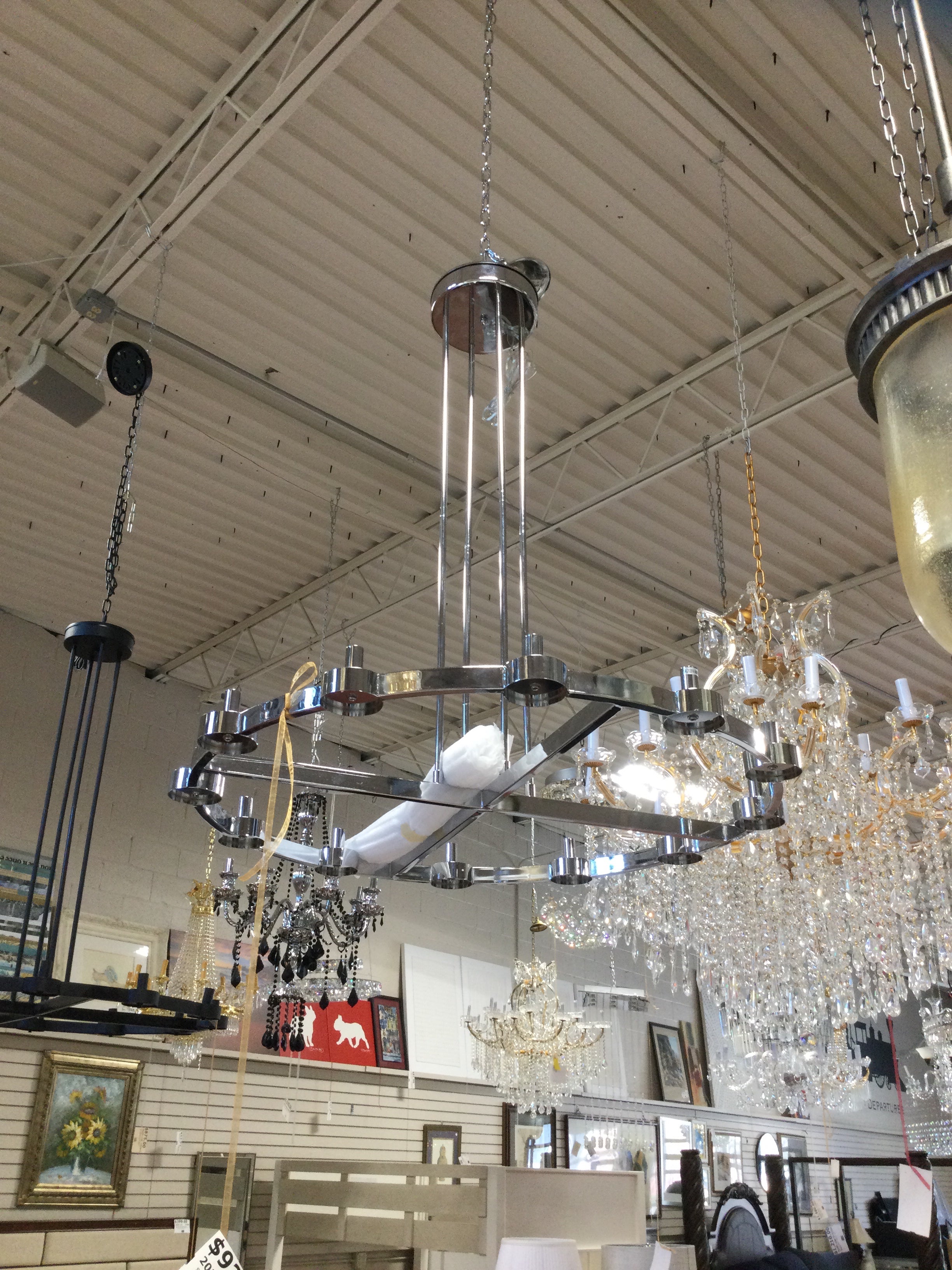 Silver Round Chandelier H 40 W 36 Lights 12