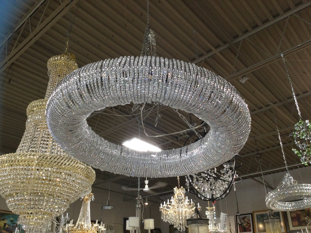 Crystal Halo 12 Light Silver Chandelier 40"W X 40" H