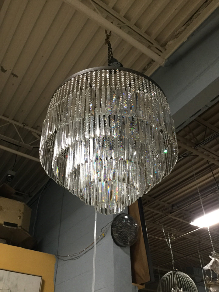 Chandelier/ 5 tier Bavarian crystal prisms/ 20 bulbs/ 32 x 28