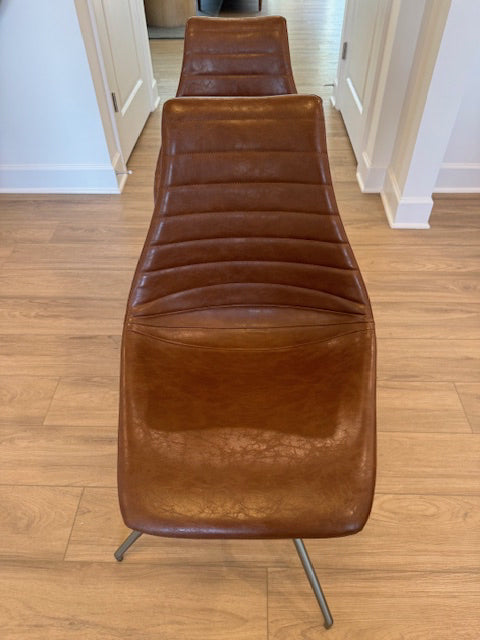 PAIR Safavieh BROWN Swivel Leather Chair 19x22x33.5