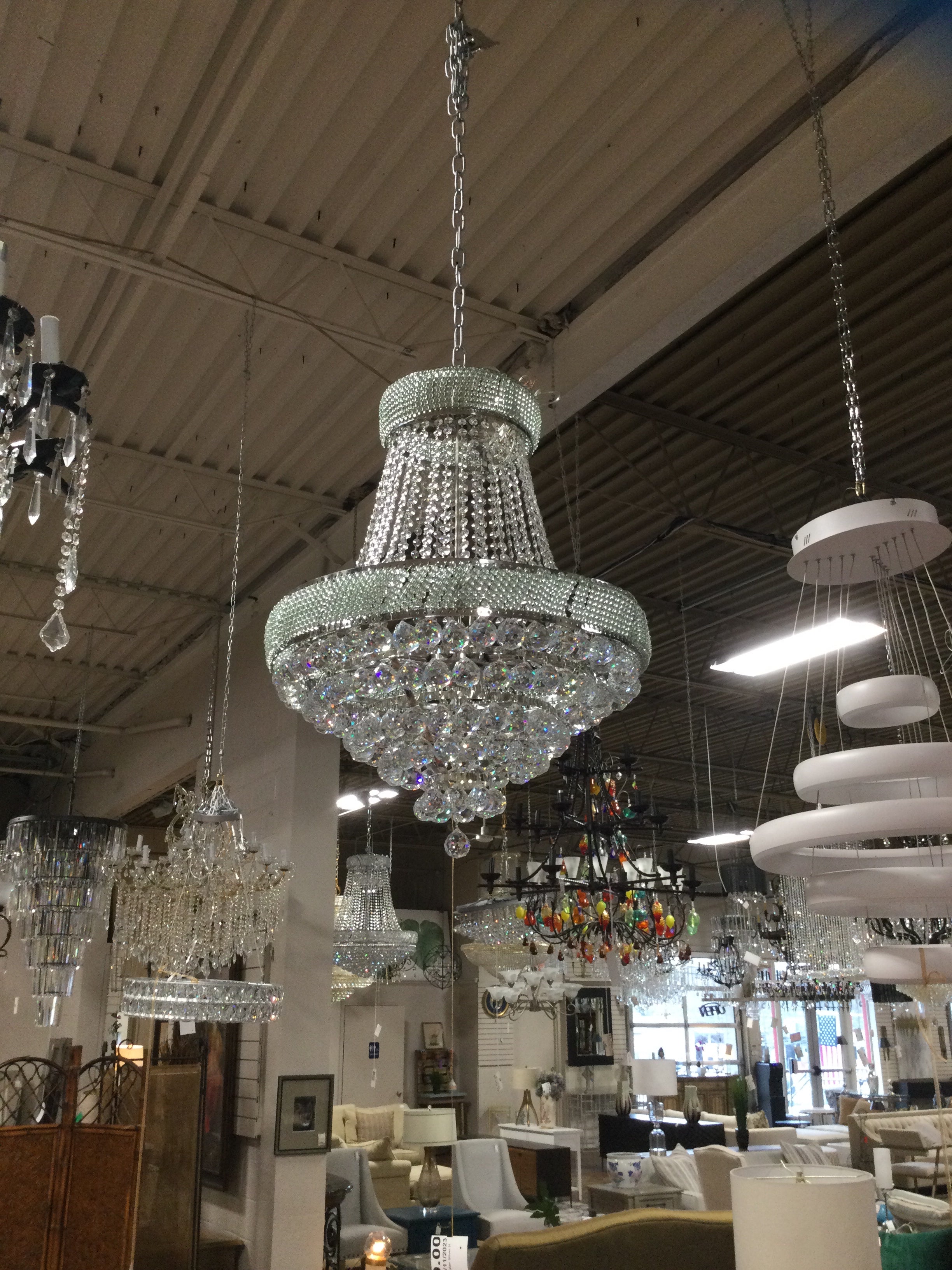 Crystal Bell Shaped Chandelier Silver H 25 W 30 Lights 15