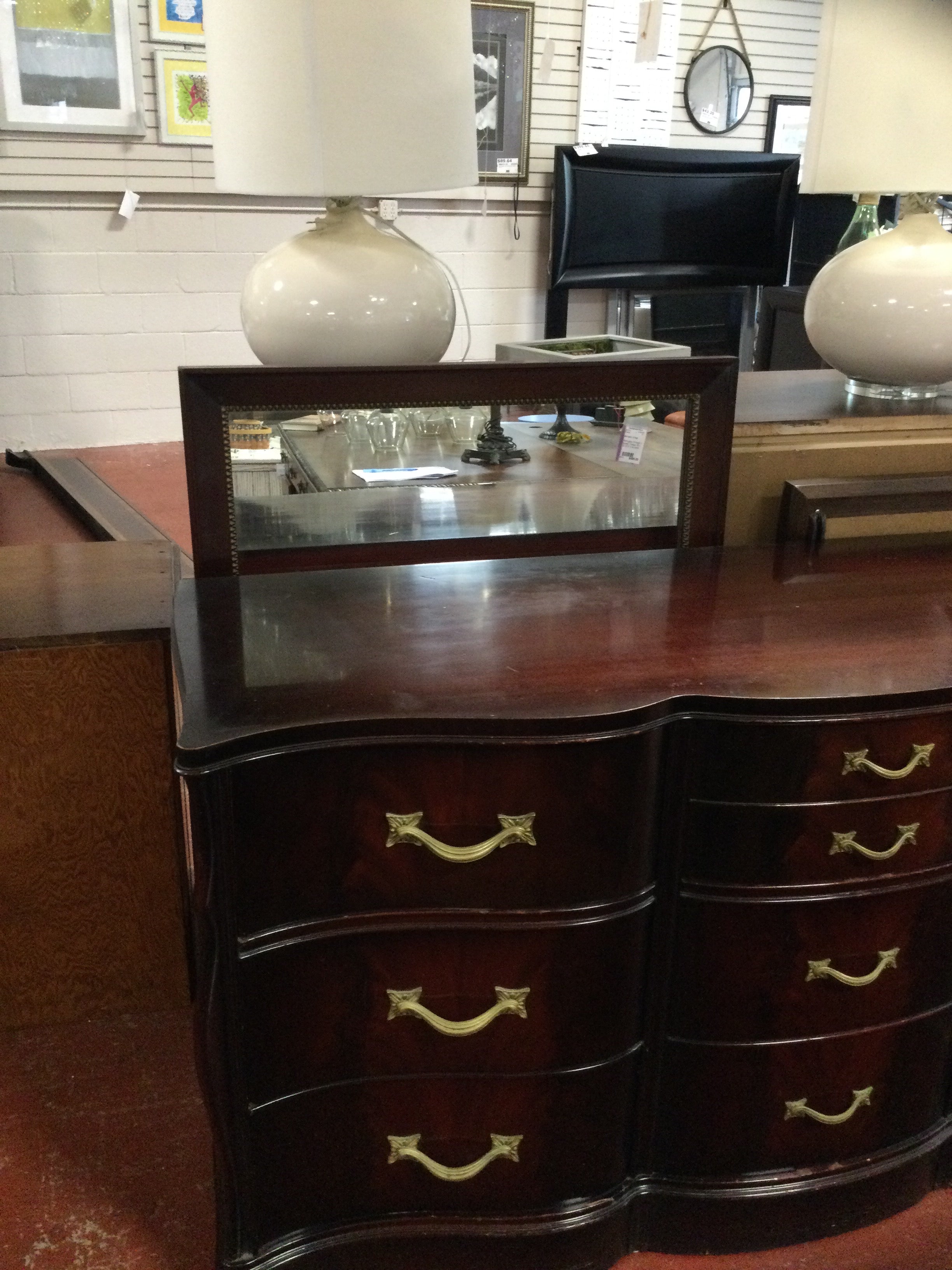 Mahogany Vintage 9 drawer Dresser 66 x 22 35.5" h & mirror