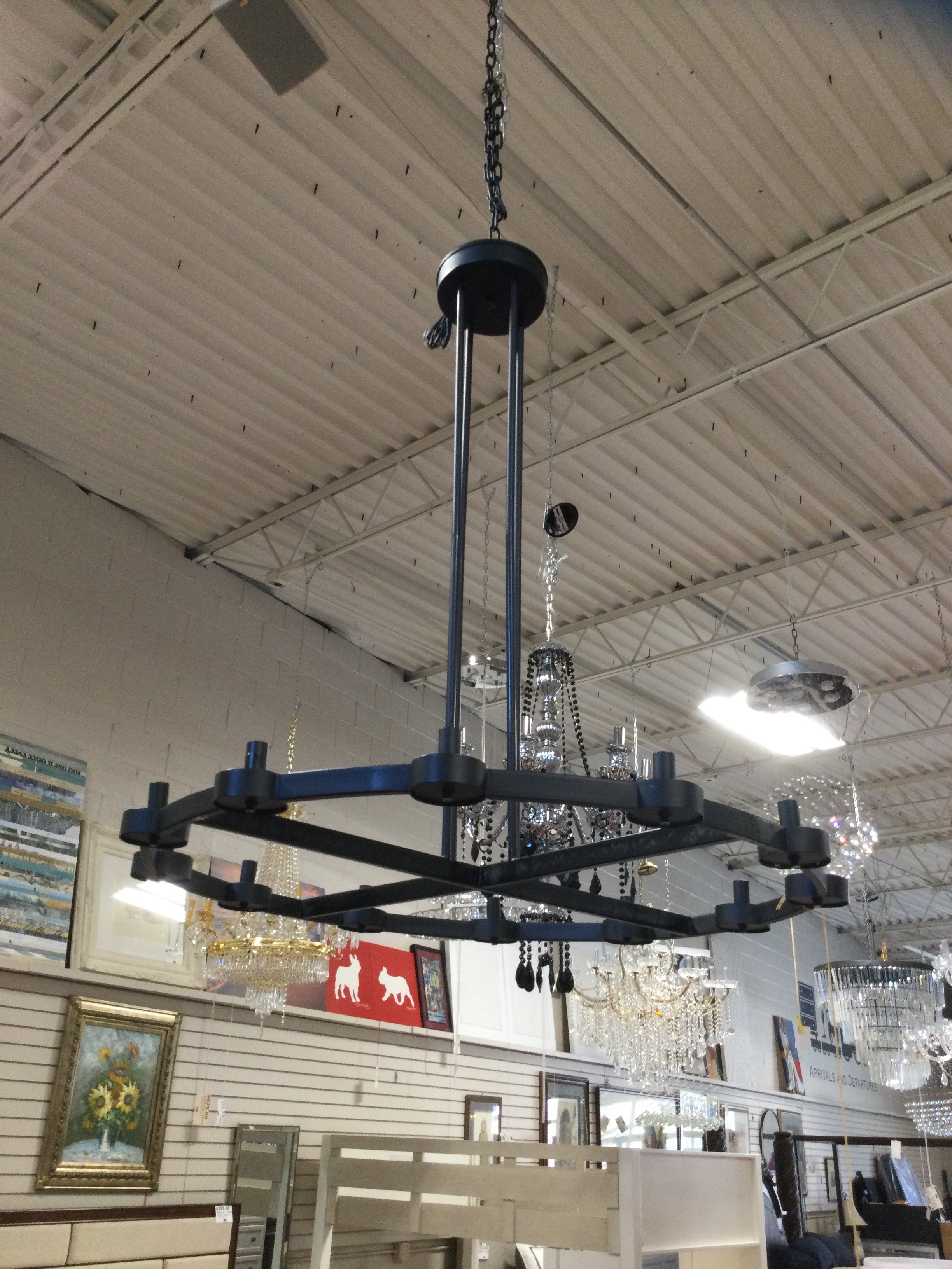 Black Iron Chandelier H 40 W 36 Lights 12