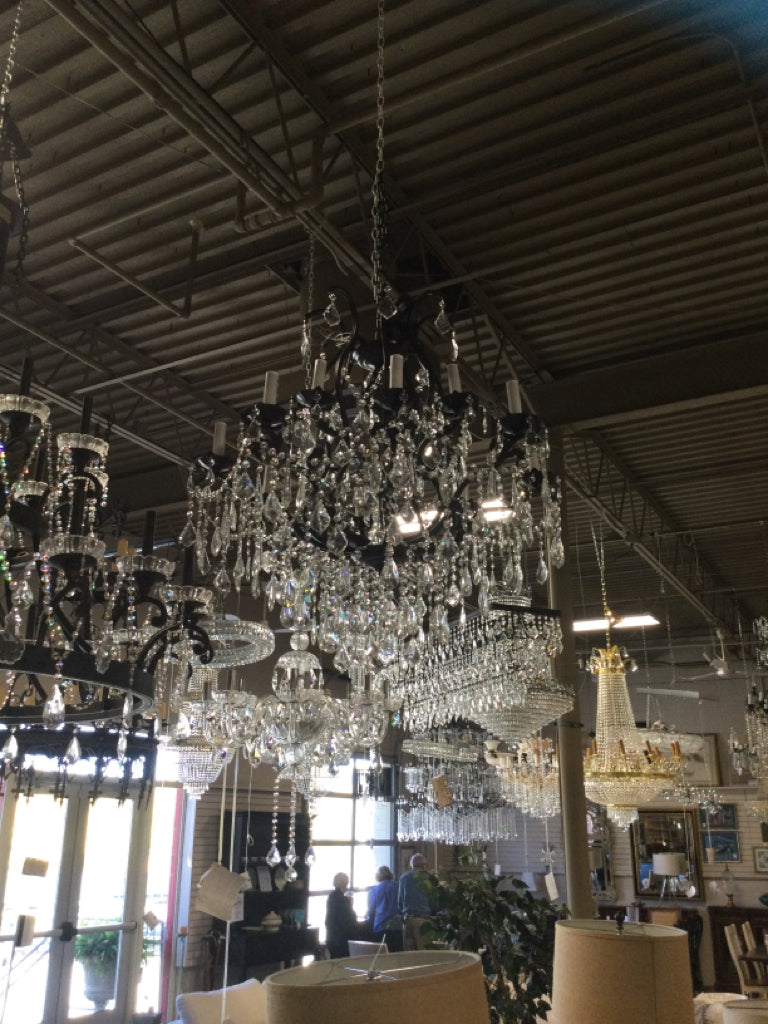 Marie Antoinette Crystal/Black  Chandelier W 30 X  32 H  12 Lights