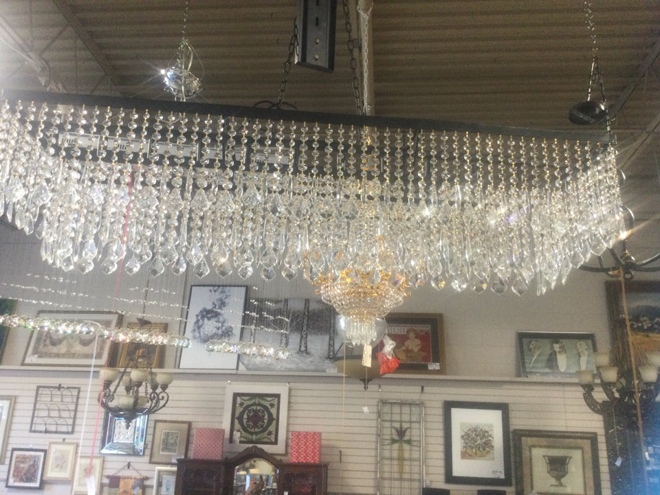 Chandelier/rectangular black & crystal 12 light/ 16 x 12 #19