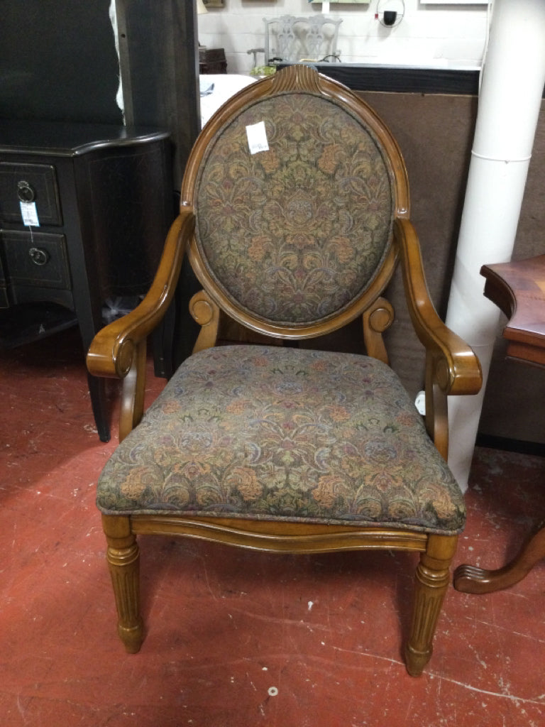 Pair of Vintage Carved Walnut French Armchairs