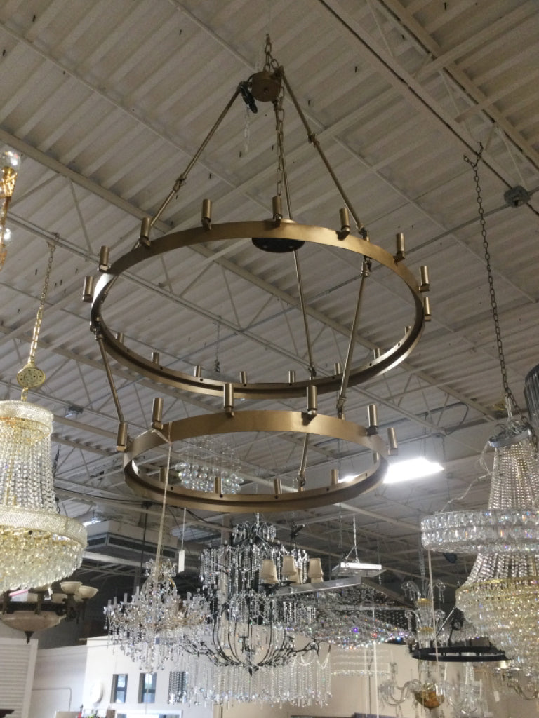 Two Tiered 36 Light  Brass Chandelier - 37"w x 57"H