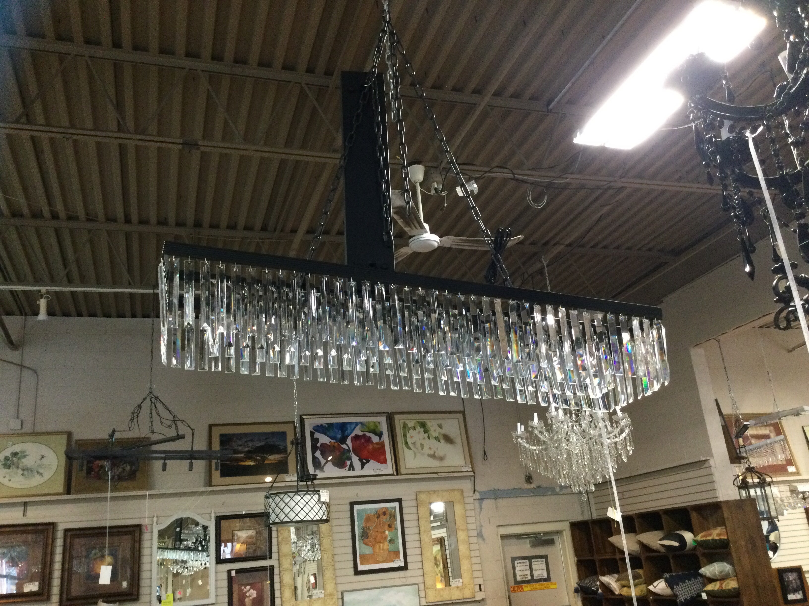 Chandelier 8" H x 47" 9 Lt Black Metal Crystal #12