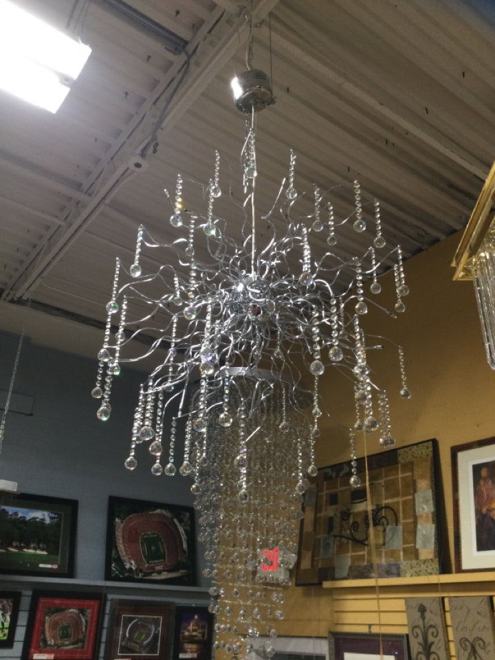 Tear Drop Silver & Crystal Chandelier 35 ligthts