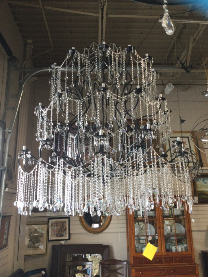 4 Tier Black Base Crystal Chandelier 36 Lights H 72" W 65"