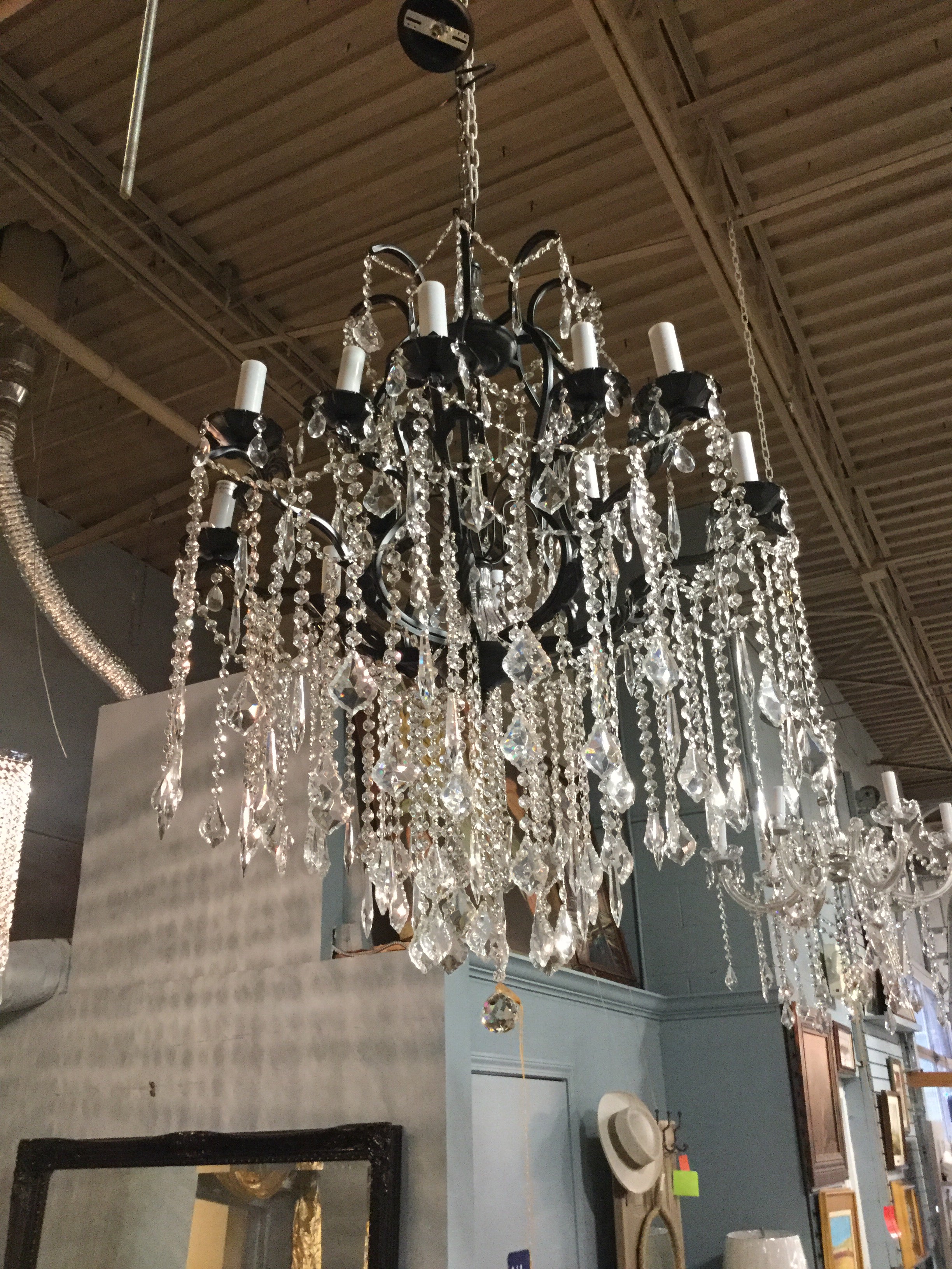 Crystal Chandelier with Black Metal