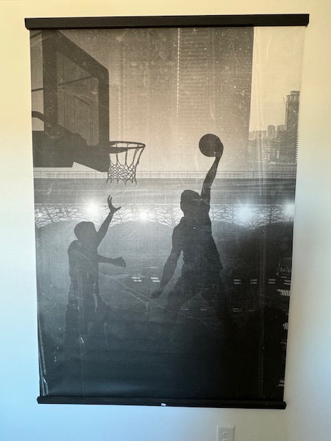 Pottery Barn Black and White Basketball Wall Mural and Print of Basketball  71x4