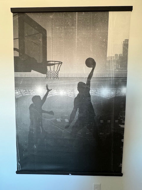 Pottery Barn Black and White Basketball Wall Mural and Print of Basketball 71x4