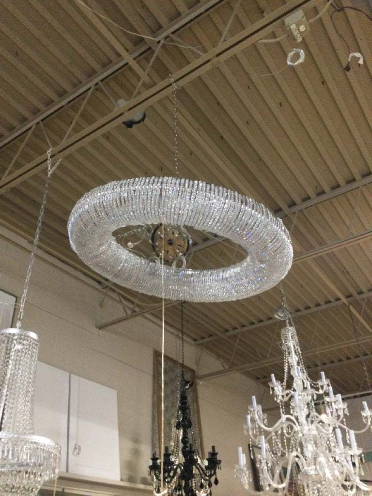 Nine Light Halo Crystal Chandelier - 30"W x 27"H